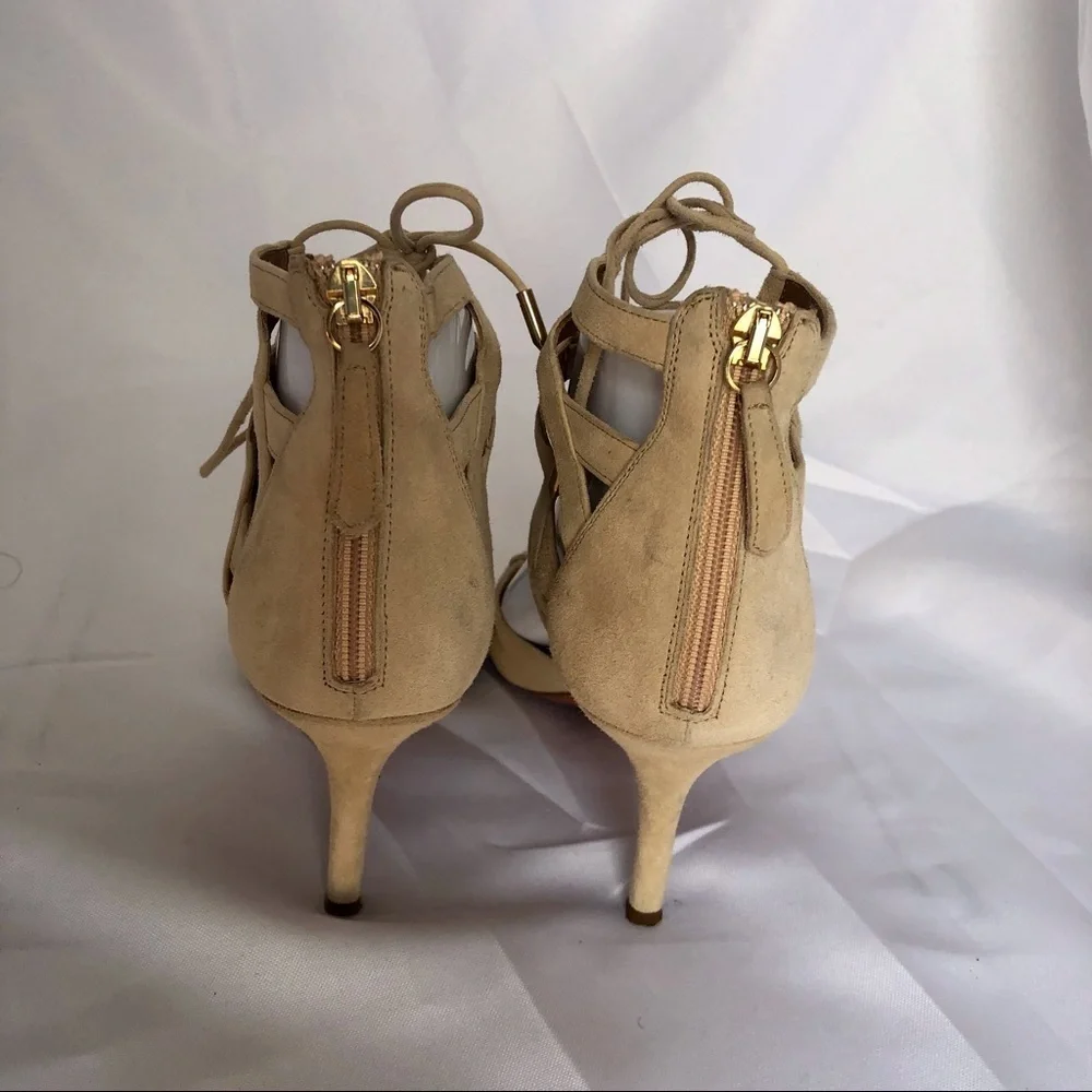 Aquazzura Beige Suede Belgravia Sandals High Heel Size 7.5